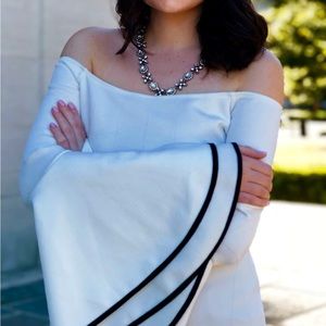 Bar III off the shoulder bell Sleeve top black and white
